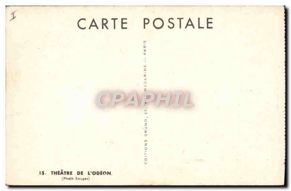 CPA Paris Theatre de l'Odeon — Verso