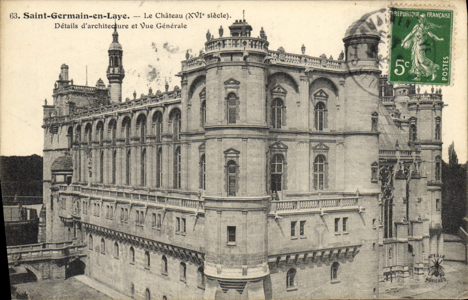 Saint-Germain-en-Laye — Das Schloss (16. Jahrhundert). Architektonische Details und allgemeine Ansicht — ODEILLE ASNIERES