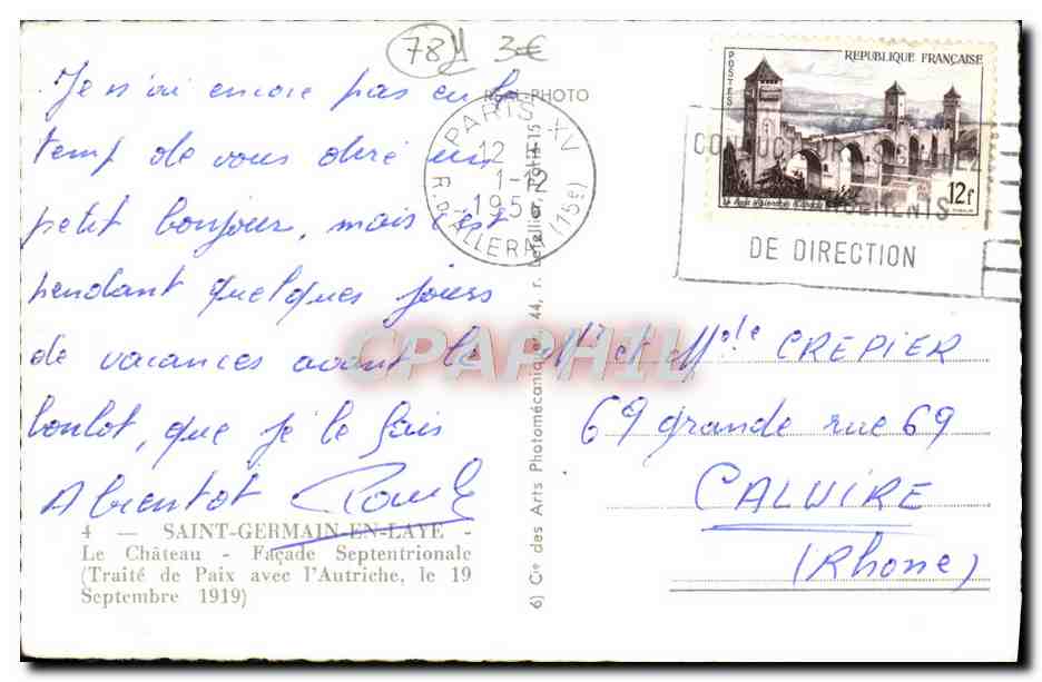 Château de Saint-Germain-en-Laye — Façade Septentrionale — éditeur Cap — Verso