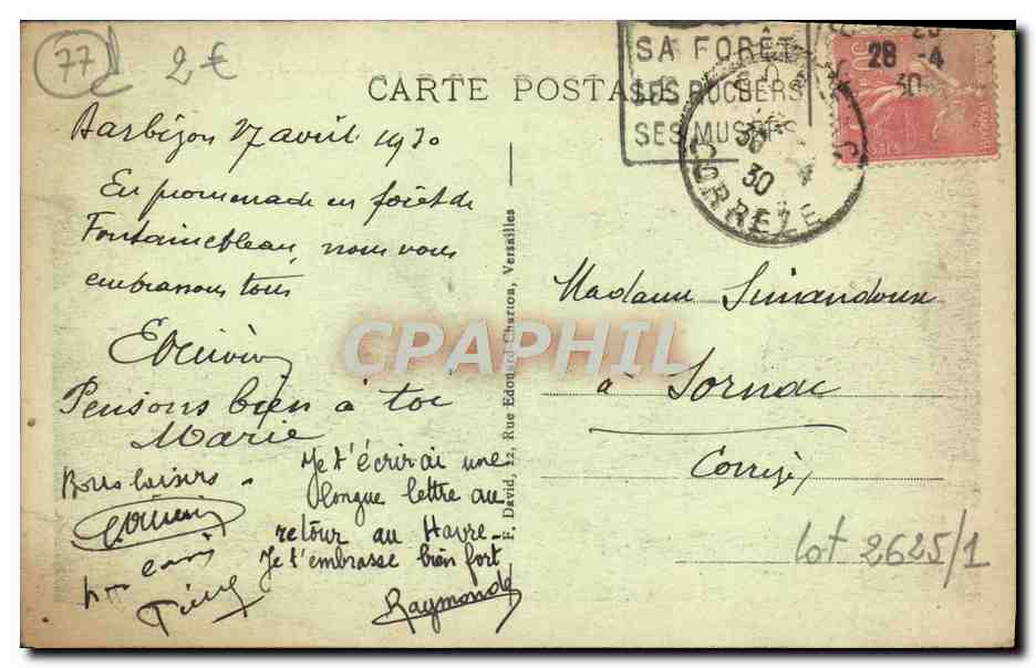 Foresta di FONTAINEBLEAU — Sfinge dei Druidi — n°30 — Verso