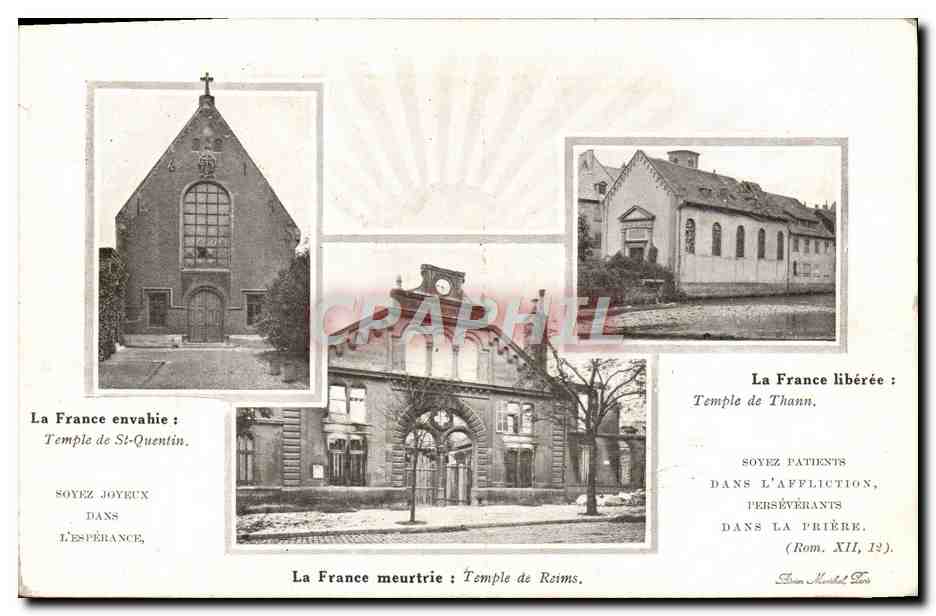 Temple de St-Quentin — Temple de Thann — Temple de Reims — Église réformée évangélique — Journée de l'Église réformée évangélique — Juin 1916