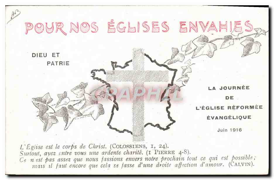 Temple de St-Quentin — Temple de Thann — Temple de Reims — Église réformée évangélique — Journée de l'Église réformée évangélique — Juin 1916 — Reverso