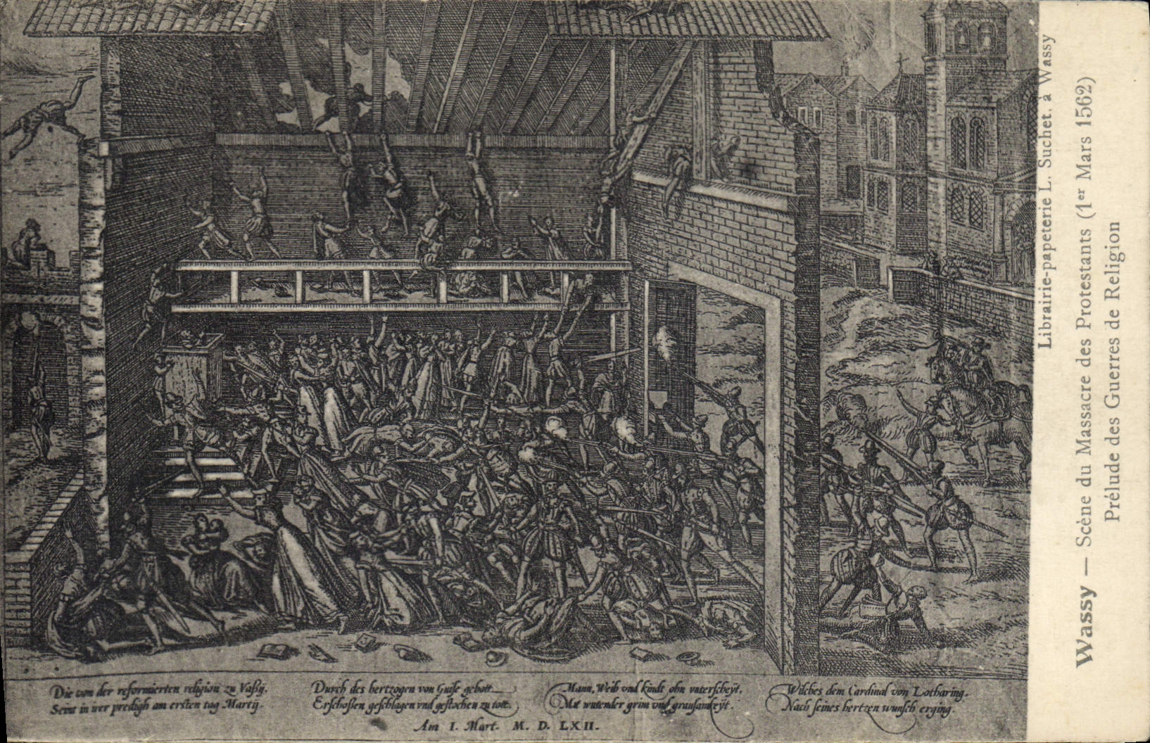 CPA Wassy Scene du massacre des protestants Prelude des guerres de religion