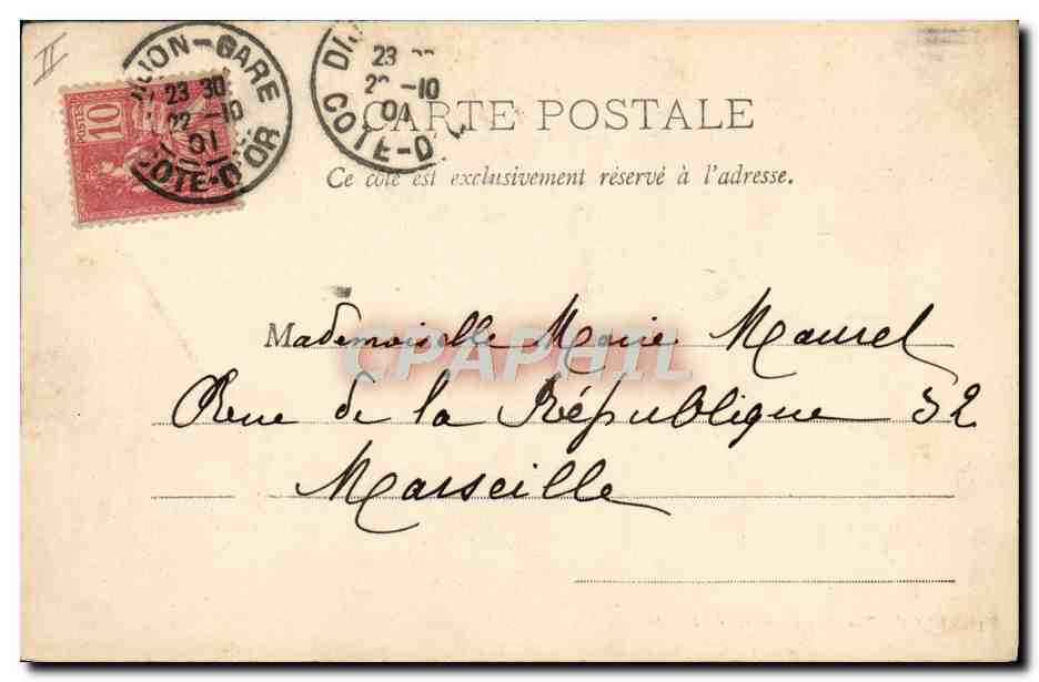 CPA Temple protestant Dijon — Verso