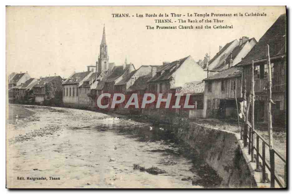 Thann - Les Bords de la Thur - Le Temple Protestant et la Cathédrale - Edit. Margrander, Thann