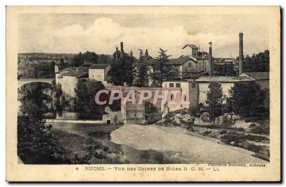 CPA Biere Brasserie Ruoms Vue des usines de biere BGM