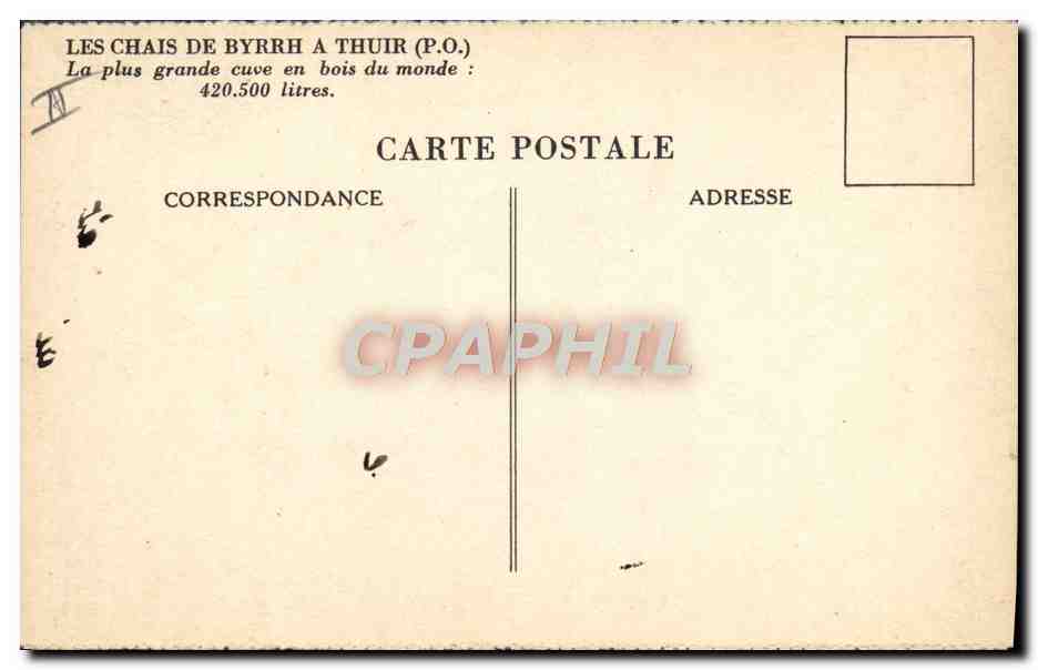 CPA Biere Brasserie Les chais de Byrrh a Thuir Futailles en bois — Rückseite