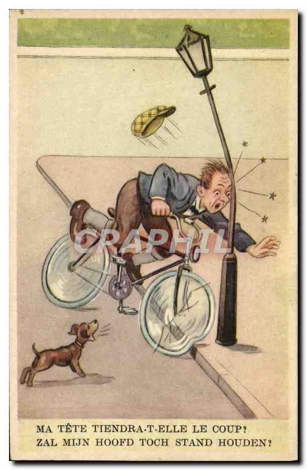 CPA Illustrateur Enfant Velo Cycle Chien