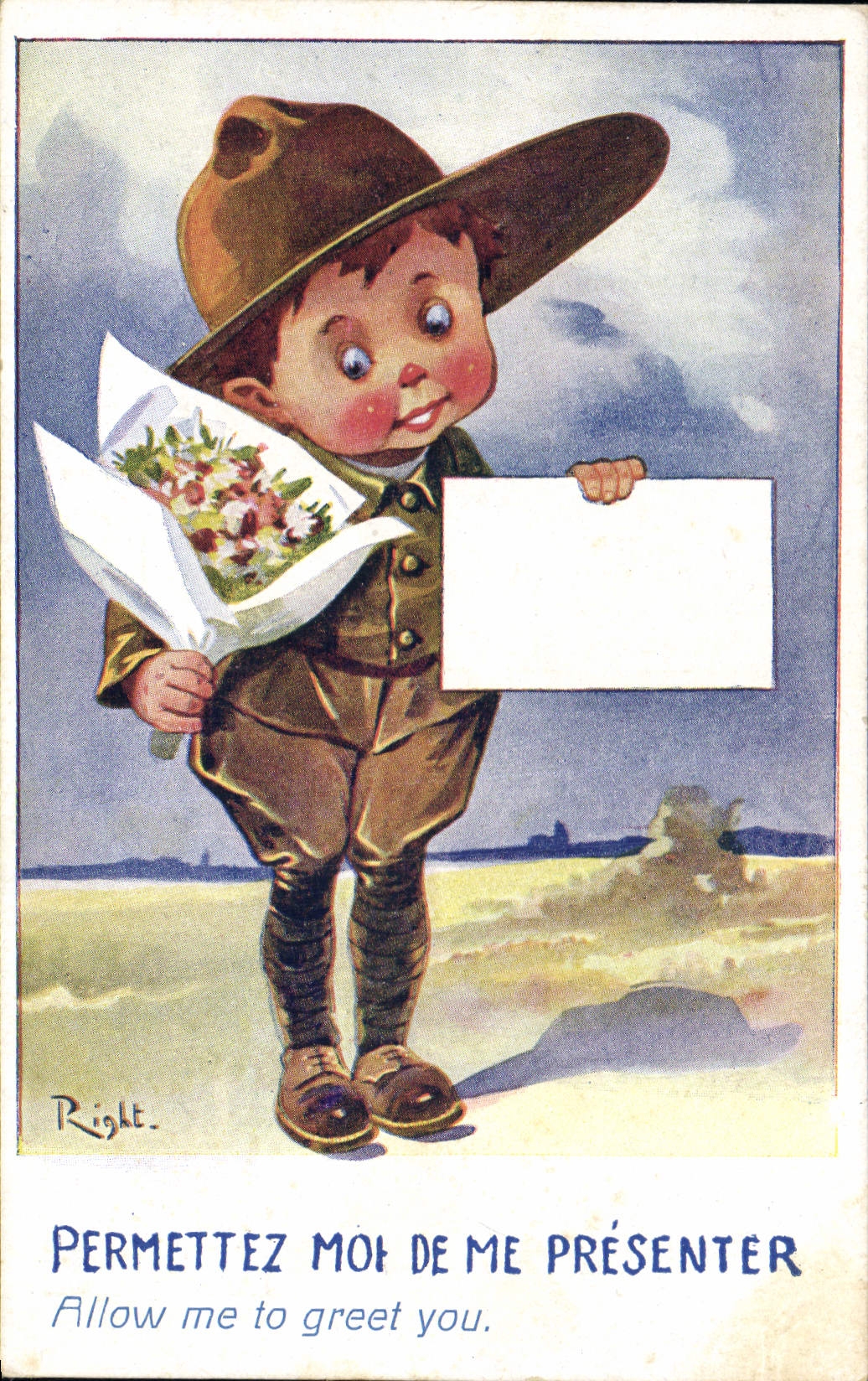 CPA Illustrateur Enfant Scout Scoutisme Right