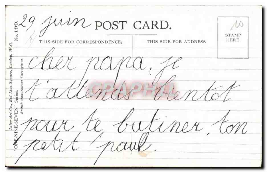 CPA Illustrateur Enfant Fred Spurgin — Rückseite