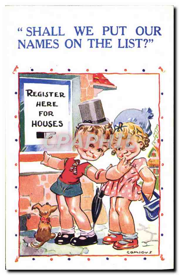 CPA Illustrateur Enfants Chien