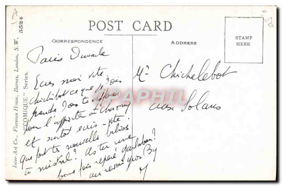 CPA Illustrateur Homme Donald McGill — Rückseite