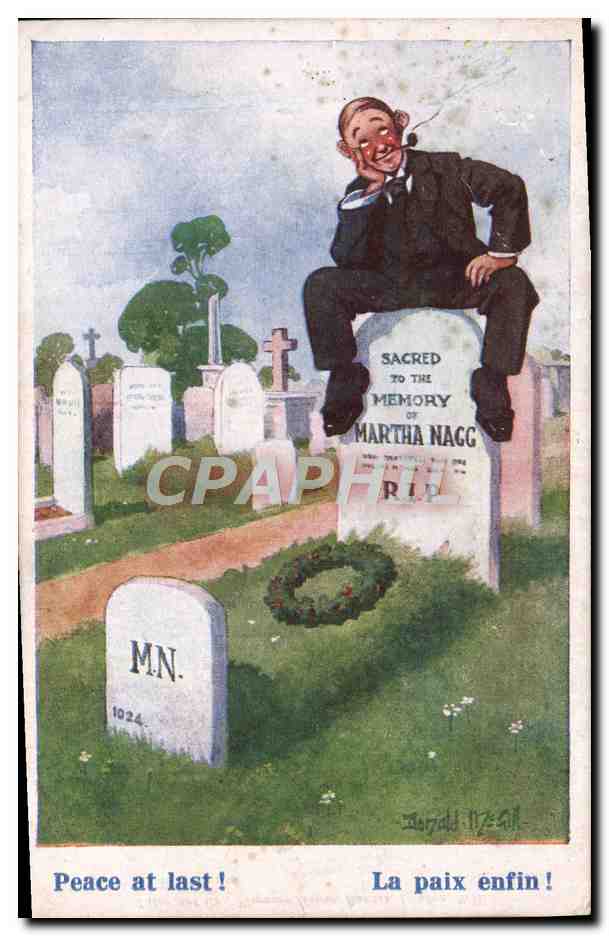 CPA Illustrateur Homme Tombes Cimetiere Donald McGill
