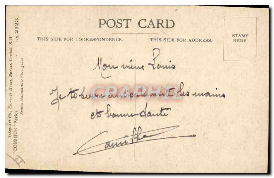 CPA Illustrateur Homme Tombes Cimetiere Donald McGill — Rückseite