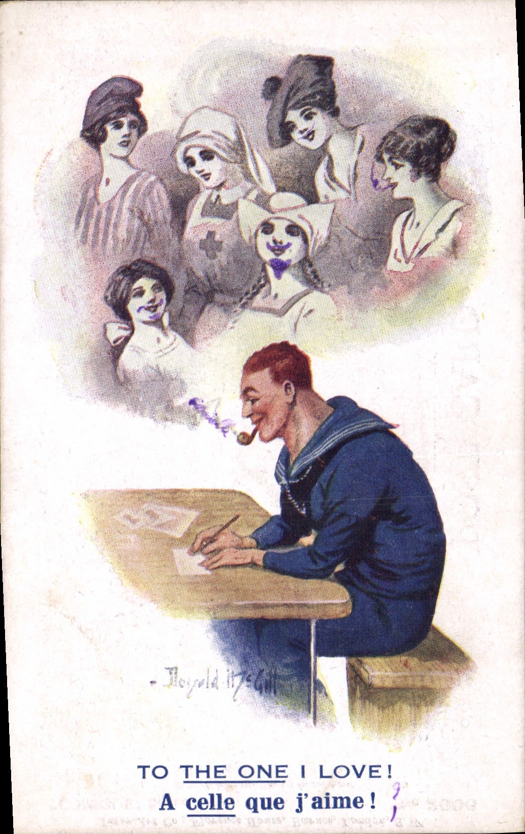 CPA Illustrateur marin Croix Rouge Infirmiere Femmes Donald McGill