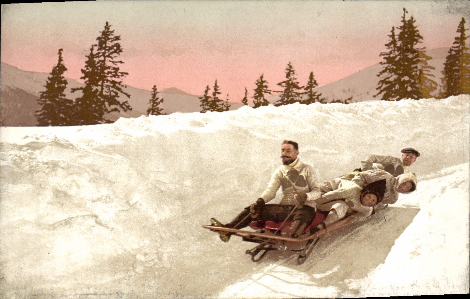 Skiing en montagne — Viersitzer Bob en pleine descente — Gerber & C°, Thun