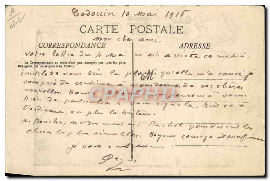 CPA Train Paris Orleans Pelerinage de Cadouin Service de voitures de Buisson a Cadouin — Rückseite