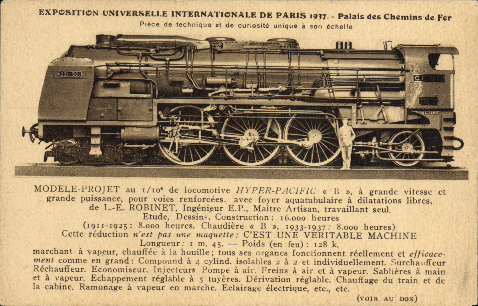 CPA Train Locomotive Exposition internationale de Paris 1937 Modele Projet Hyper Pacific