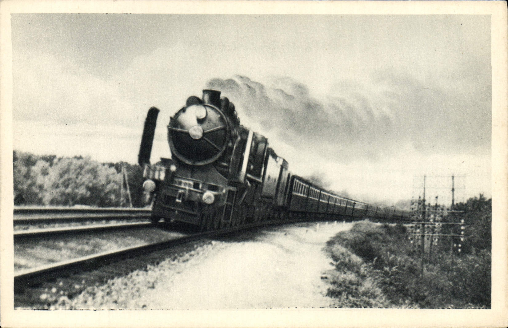 CPA Train Locomotive Chemin de fer du Nord Trains rapides Paris Calais 
