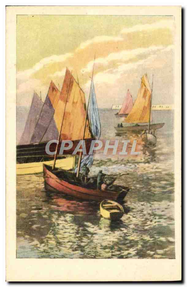 Scène maritime avec voiliers — éditeur non identifié, n° de série non visible