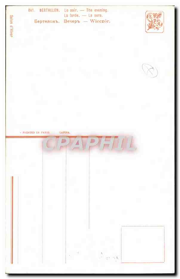 CPA Berthelon Le soir — Verso