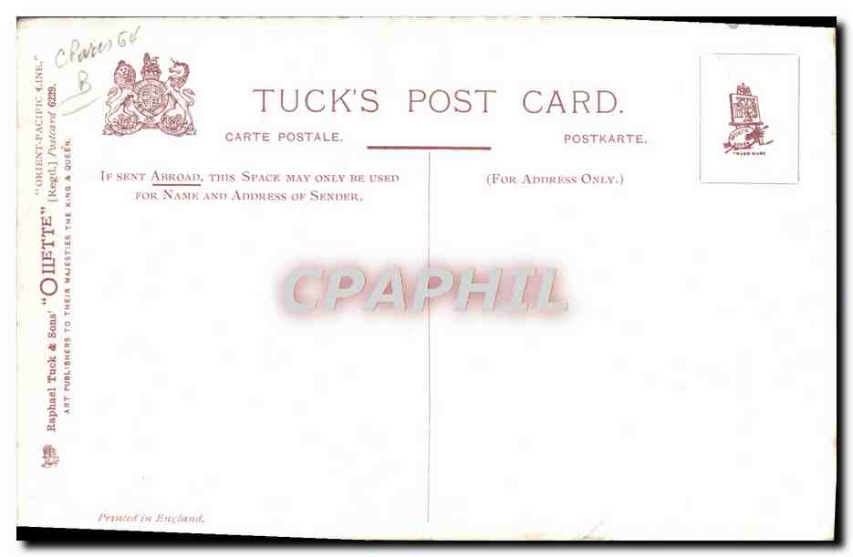 R.M.S. ORGTAWA — Orient-Pacific Line — Tuck's Post Card — Verso