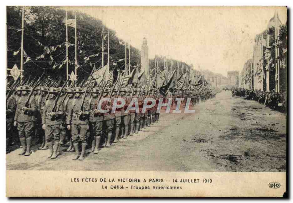 CPA Militaria Fetes de la Victoire 14 juillet 1919 Le defile Troupes americaines