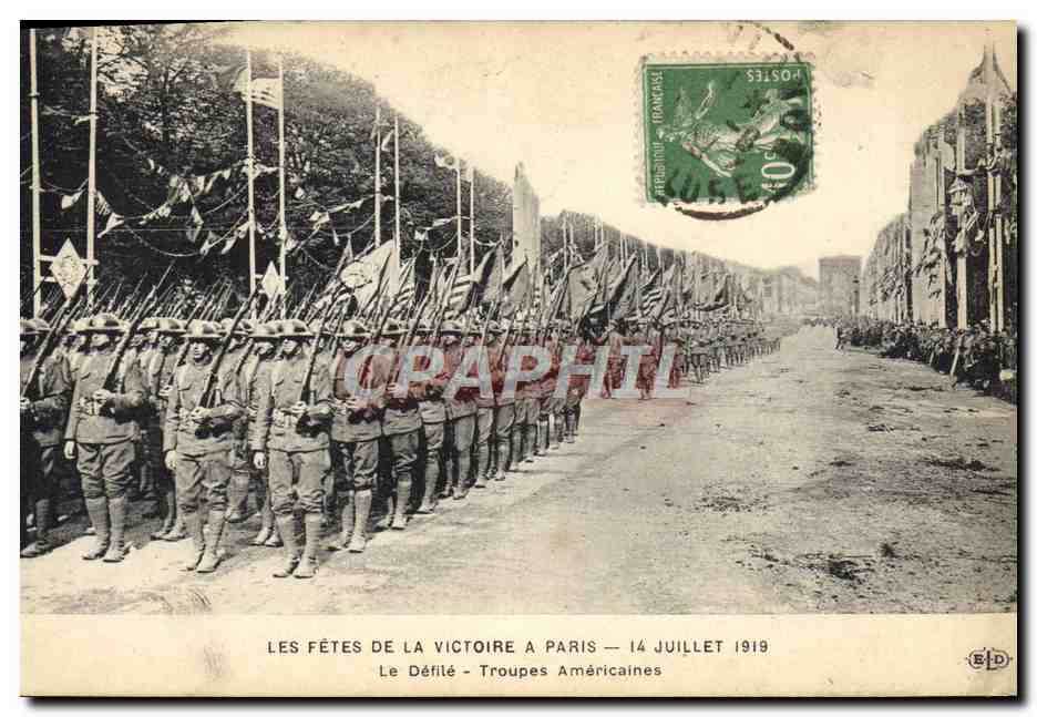 CPA Militaria Fetes de la Victoire 14 juillet 1919 Le defile Troupes americaines