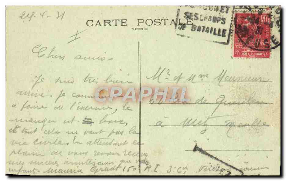 CPA Militaria Romagne sous Montfaucon Cimetiere — Verso
