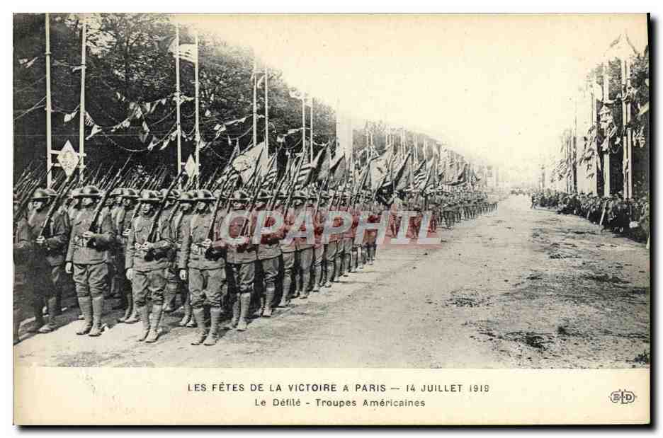 CPA Militaria Fetes de la Victoire 14 juillet 1919 Le defile Troupes americaines
