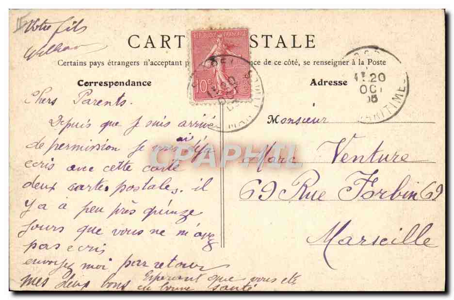 CPA Militaria Je suis de la classe — Rückseite