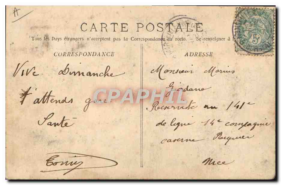 CPA Militaria vive la classe — Verso