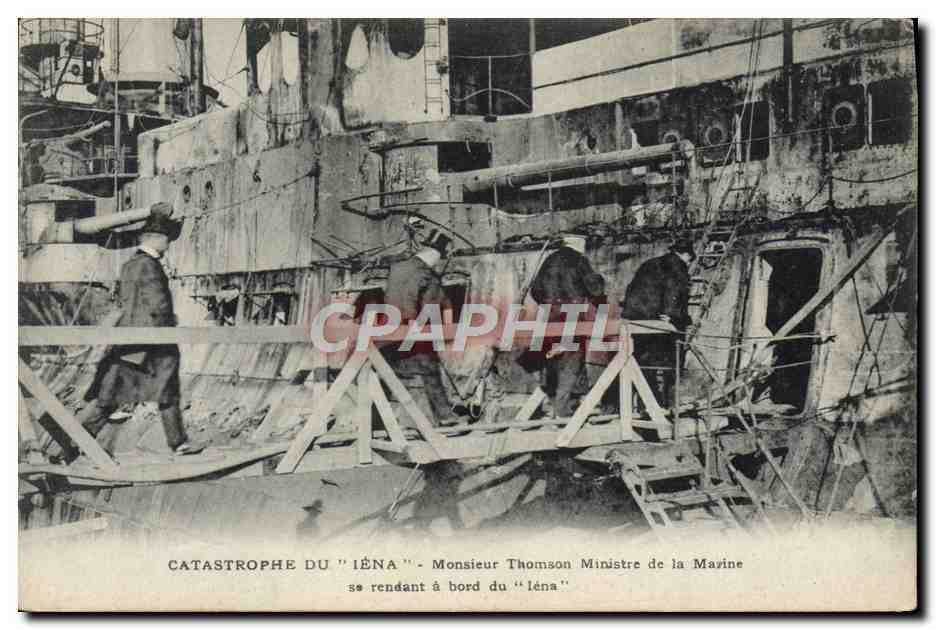Catastrophe du "Iéna" — Monsieur Thomson, Ministre de la Marine, se rendant à bord du "Iéna"