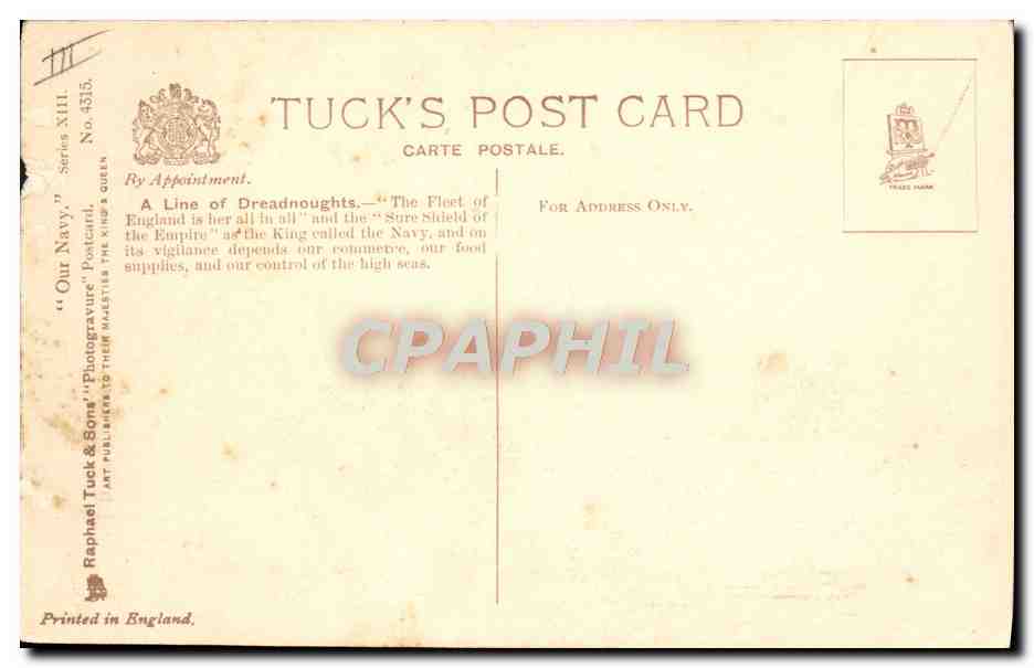 CPA Bateau Guerre A line of Dreadnoughts — Verso