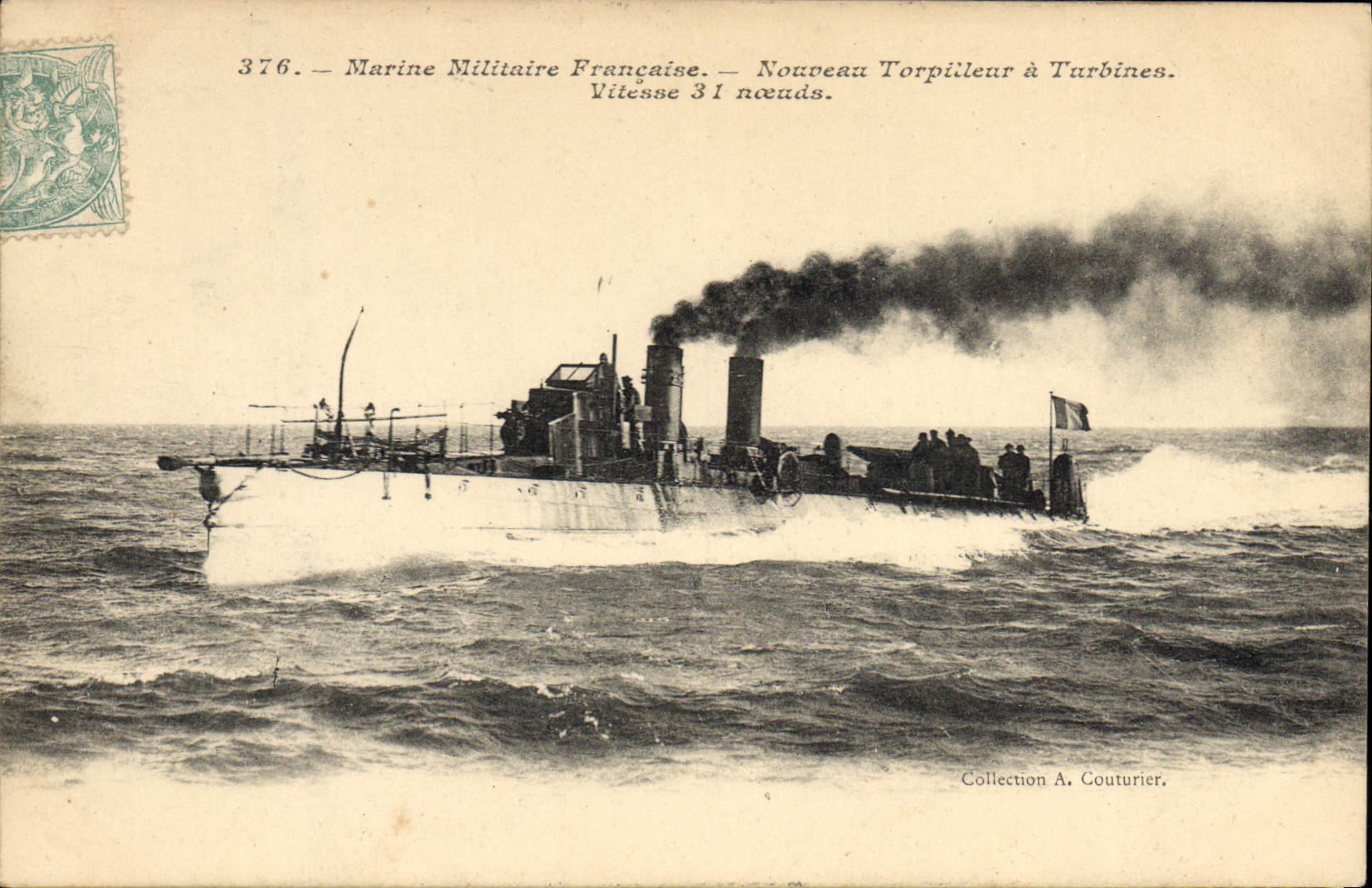 Nouveau Torpilleur à Turbines — Marine Militaire Française — Vitesse 31 nœuds — Collection A. Couturier