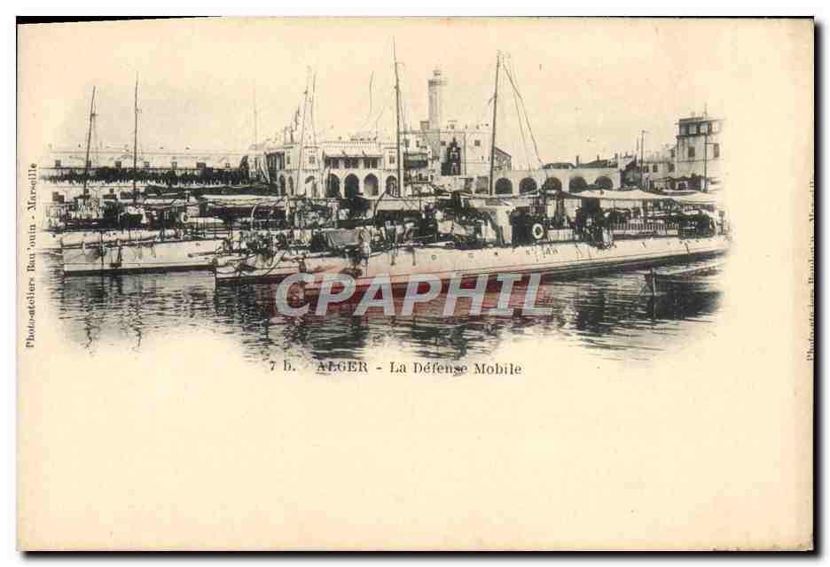 CPA Bateau Guerre Alger La defense mobile 