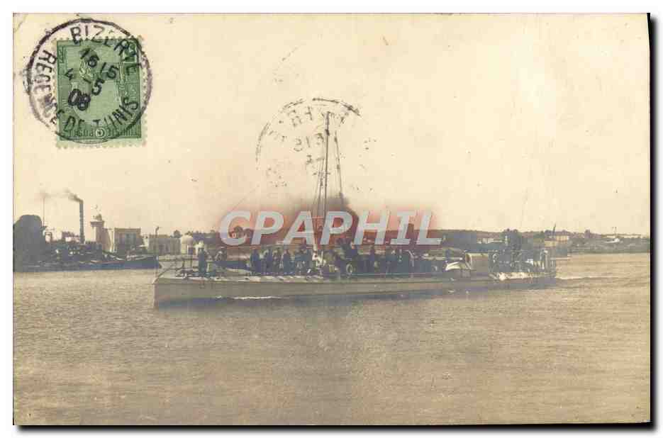 CARTE PHOTO Tunisie Tunis Bateau Guerre 