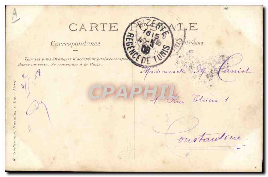 CARTE PHOTO Tunisie Tunis Bateau Guerre  — Verso