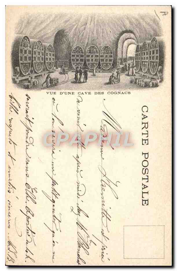 CPA Reims Grand Theatre Maison Leon Chandon champagne Reims Vue d'une cave de cognac — Verso