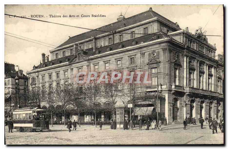 CPA Rouen Theatre des Arts et cours Boieldieu Tramway