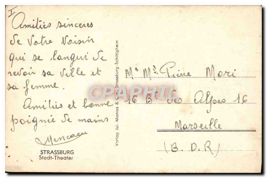 CPA Theatre Strasbourg — Verso
