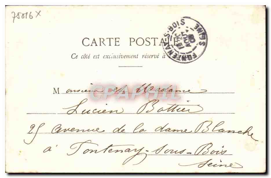 CPA Paris Bois De Boulogne — Verso