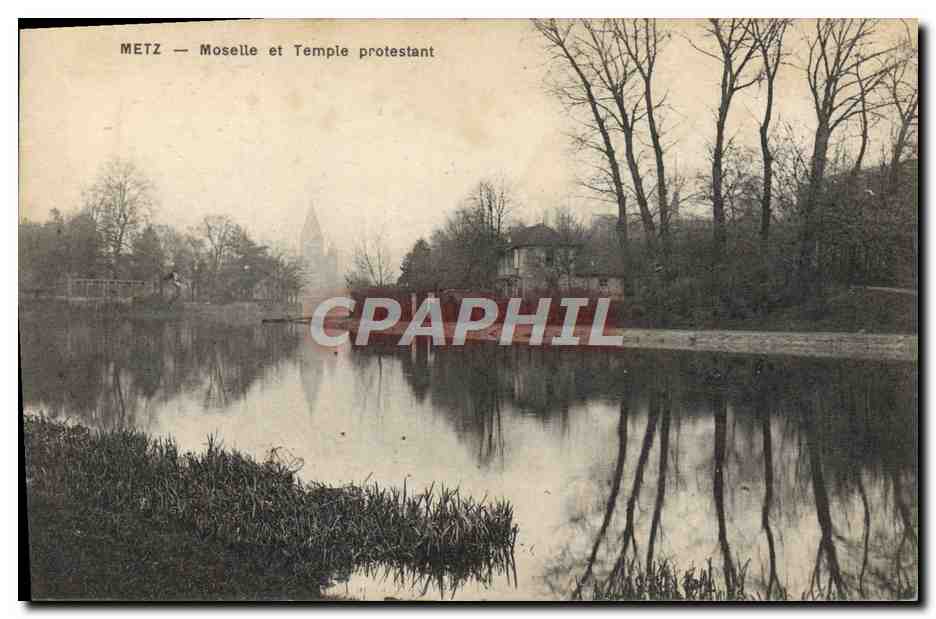 CPA Metz Moselle et temple protestant