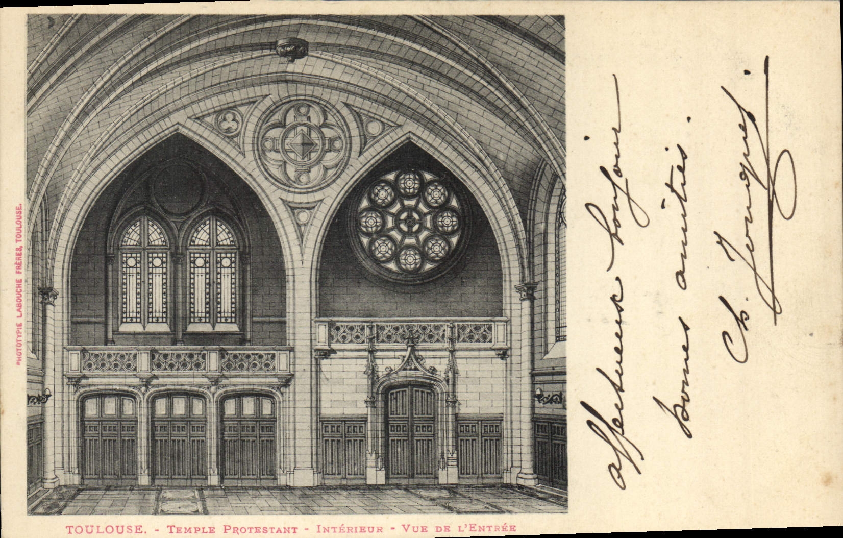 CPA Toulouse Temple protestant Interieur Vue de l'entree