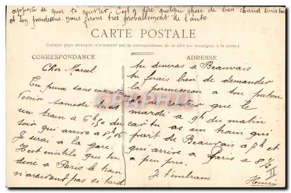 CPA Beauvais Le Temple protestant — Verso