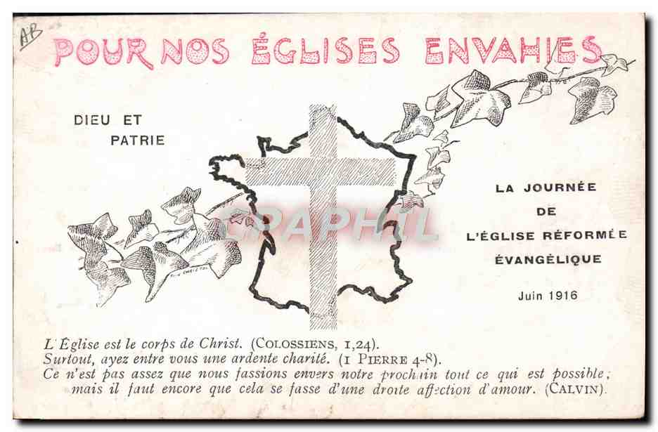 Temple de St-Quentin — Temple de Reims — Temple de Thann — Église envahie — Église réformée — Journée de l'Église réformée — Juin 1916 — Reverso