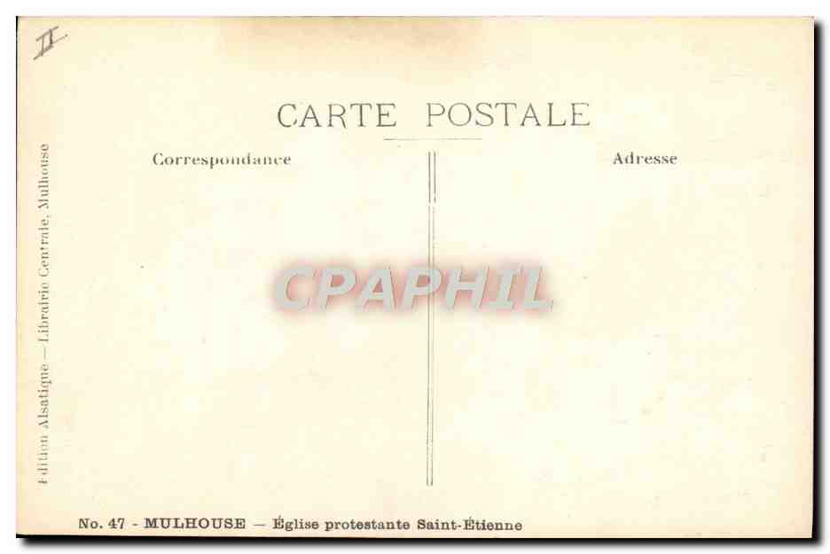 CPA Mulhouse Eglise protestante Saint Etienne — Verso