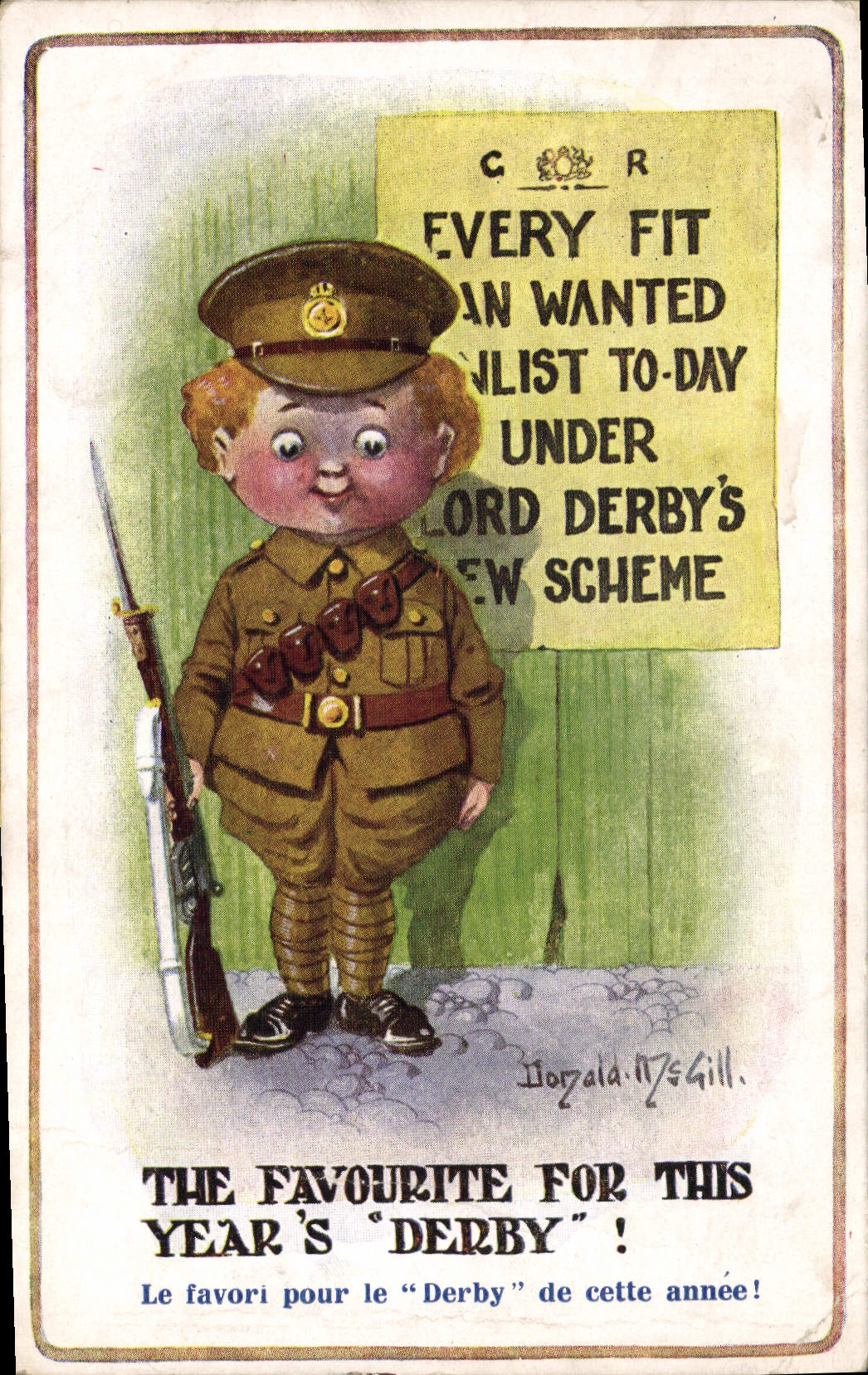 CPA Illustrateur Enfant Militaria Donald McGill