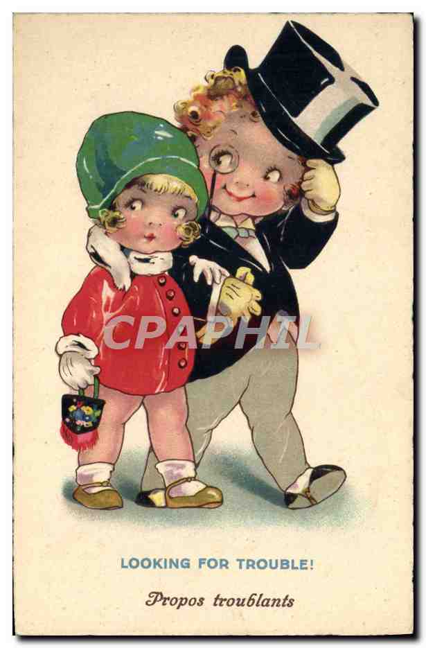 CPA Illustrateur Enfants Looking for trouble 