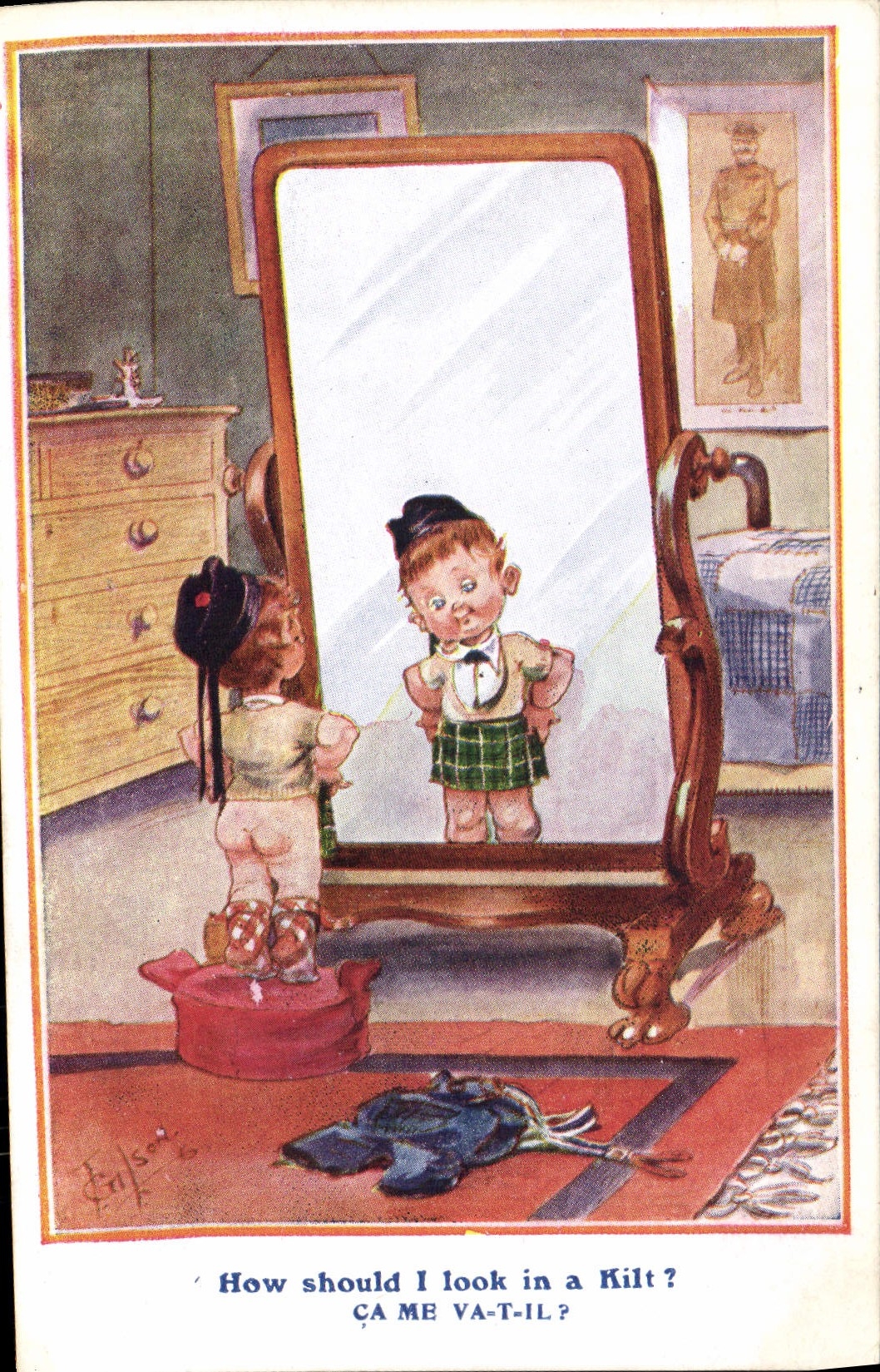 CPA Illustrateur Enfant Kilt 